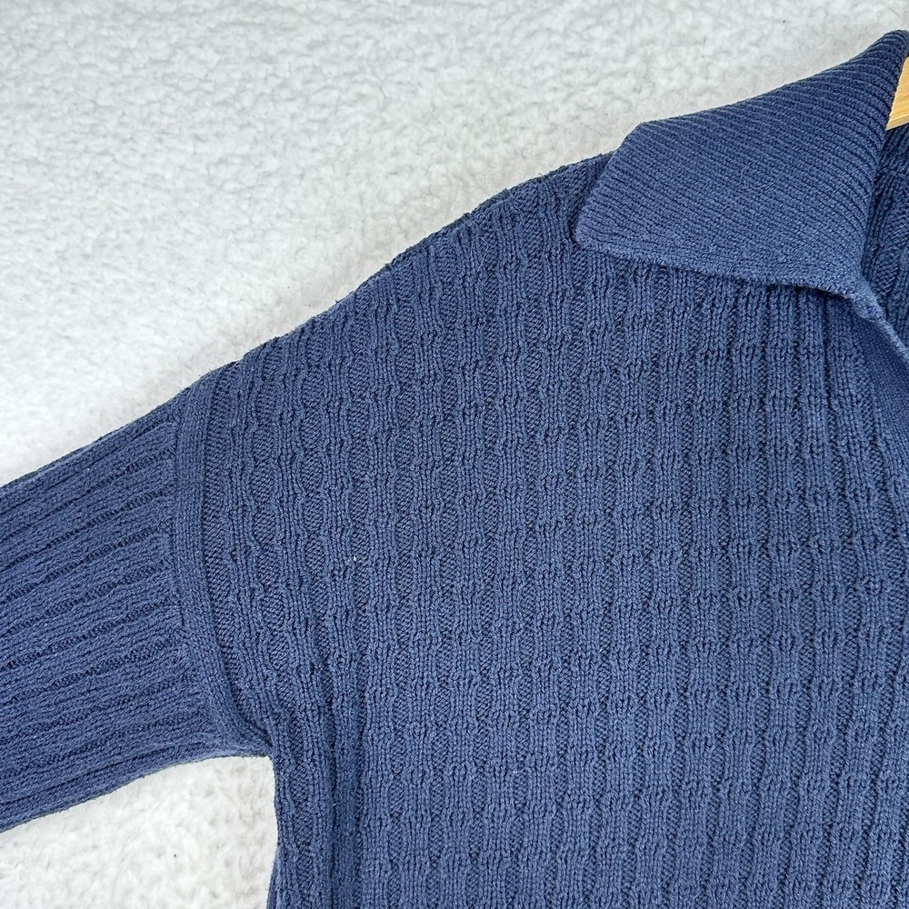 Hollister Y2K Easy Stitchy Polo Sweater Blue Cable Knit Cropped Oversized‎ - Picture 4 of 9